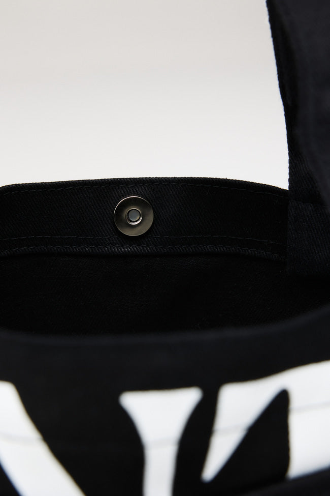 Logo On Double Pocket Mini Tote : Black - GNB433.2