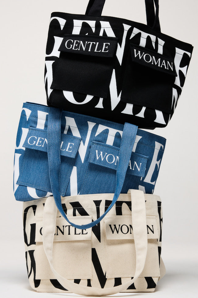 Logo On Double Pocket Mini Tote : Black - GNB433.2