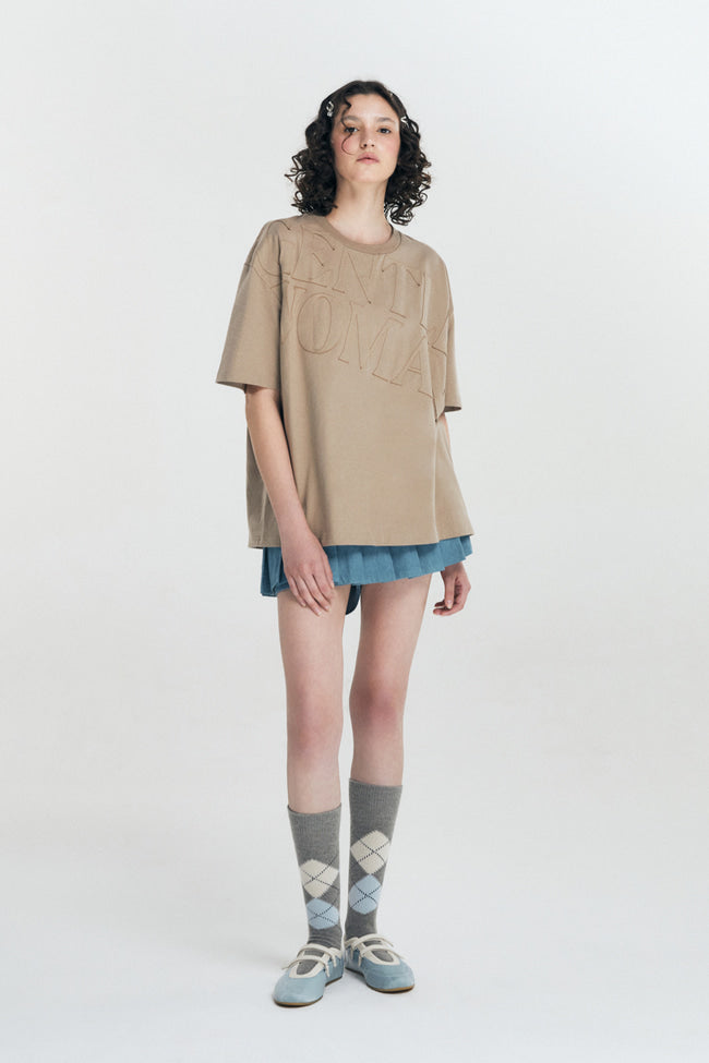 GW Quilted Oversized T-Shirt : BROWN - GW22185.2
