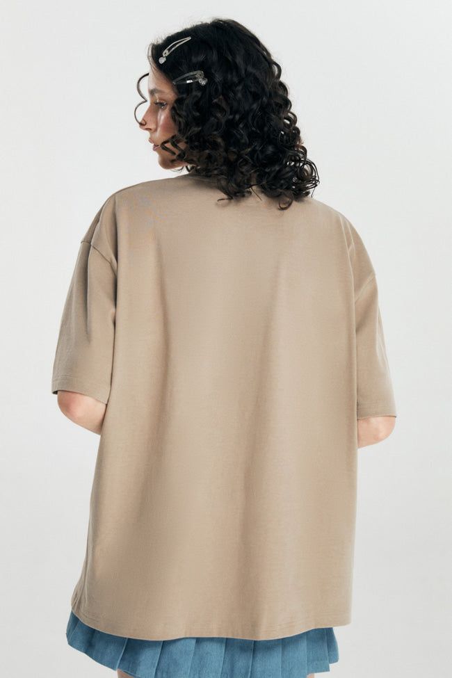 GW Quilted Oversized T-Shirt : BROWN - GW22185.2
