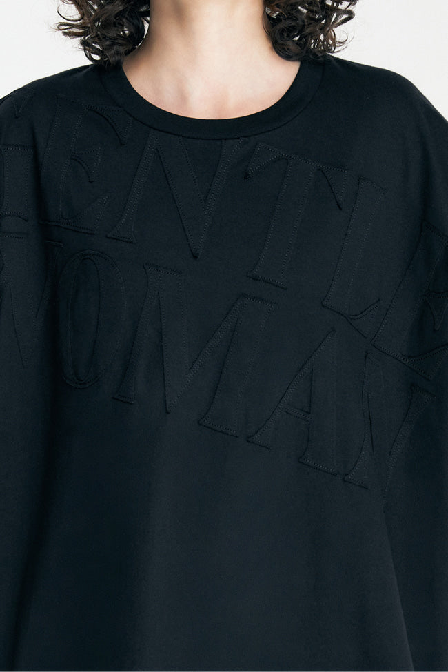 GW Quilted Oversized T-Shirt : BLACK - GW22185.4