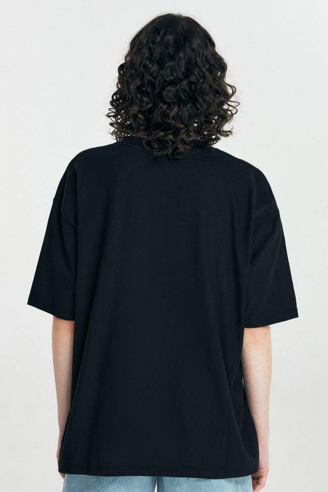 GW Quilted Oversized T-Shirt : BLACK - GW22185.4