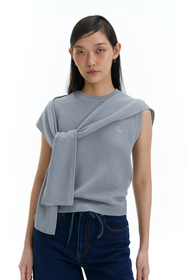 Giant Ribbon Knit Top : Grey - GW22688.2