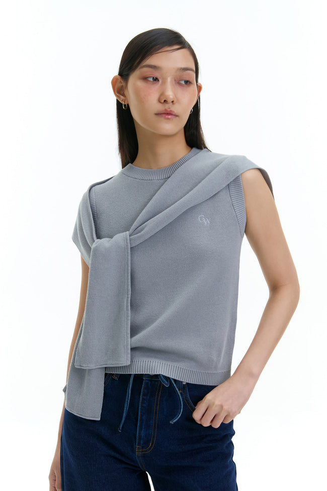 Giant Ribbon Knit Top : Grey - GW22688.2