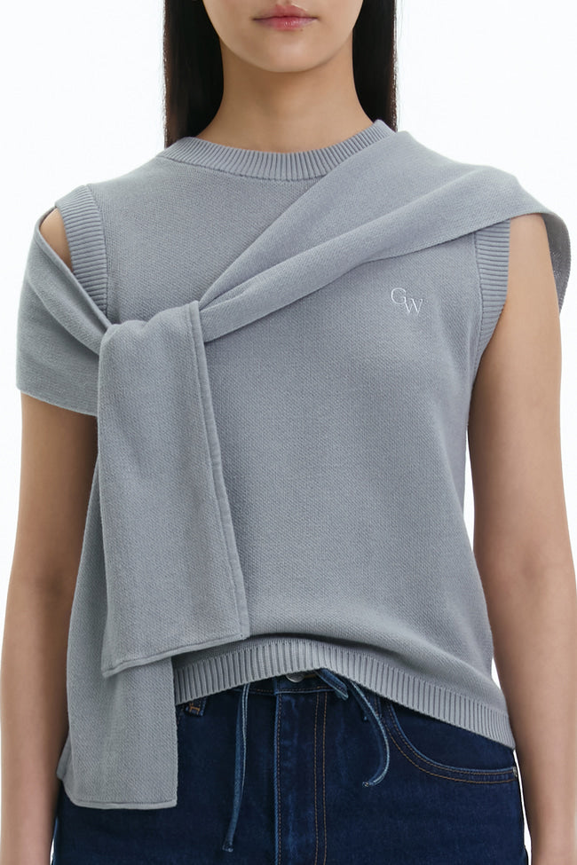 Giant Ribbon Knit Top : Grey - GW22688.2