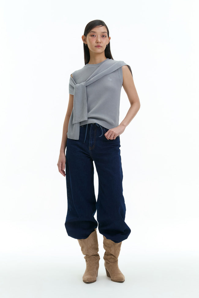 Giant Ribbon Knit Top : Grey - GW22688.2