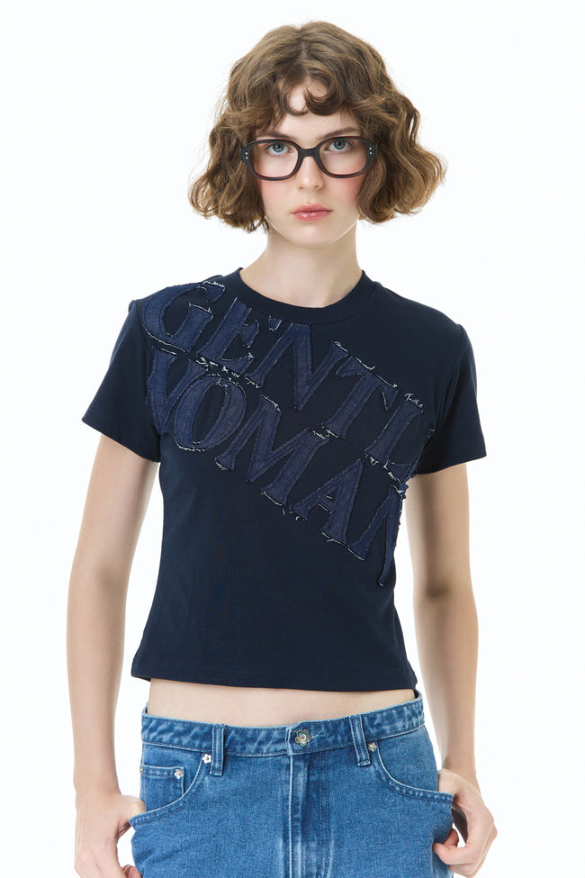 Gentlewoman Denim Logo T-Shirt : NAVY - GW24847