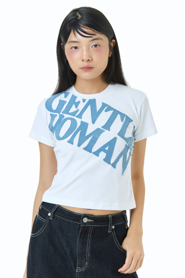 Gentlewoman Denim Logo T-Shirt : WHITE - GW24849