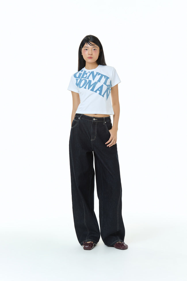 Gentlewoman Denim Logo T-Shirt : WHITE - GW24849