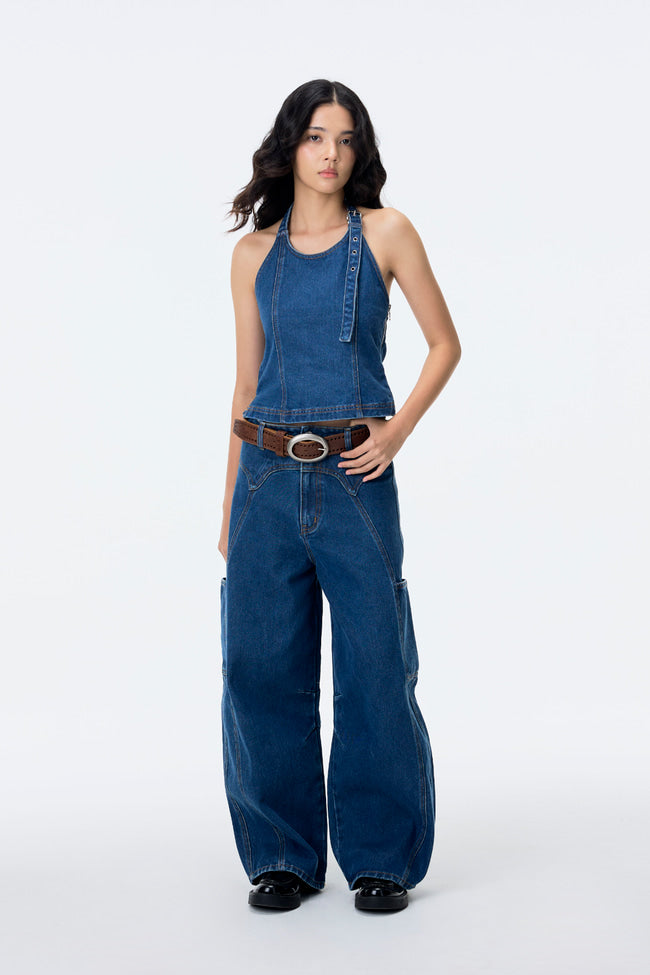 The Track Star Denim Halter Top - GW24489
