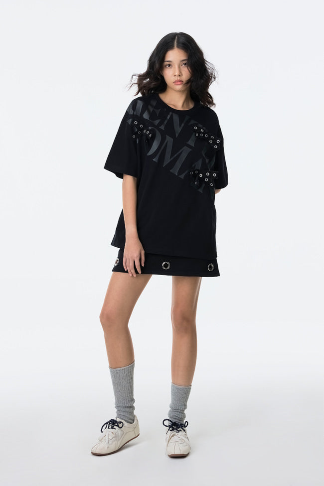 Black Bow Stud Oversized T-Shirt - GW24490