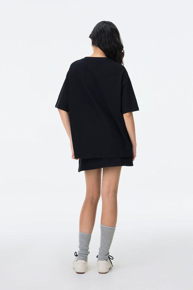 Black Bow Stud Oversized T-Shirt - GW24490