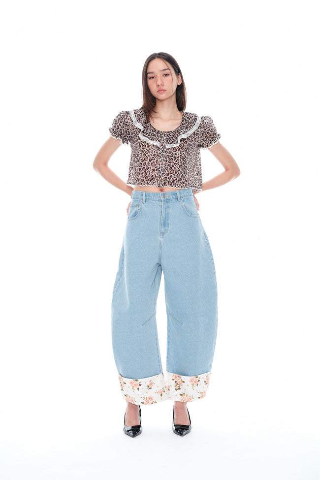 Leopard Cropped Blouse - GW25976