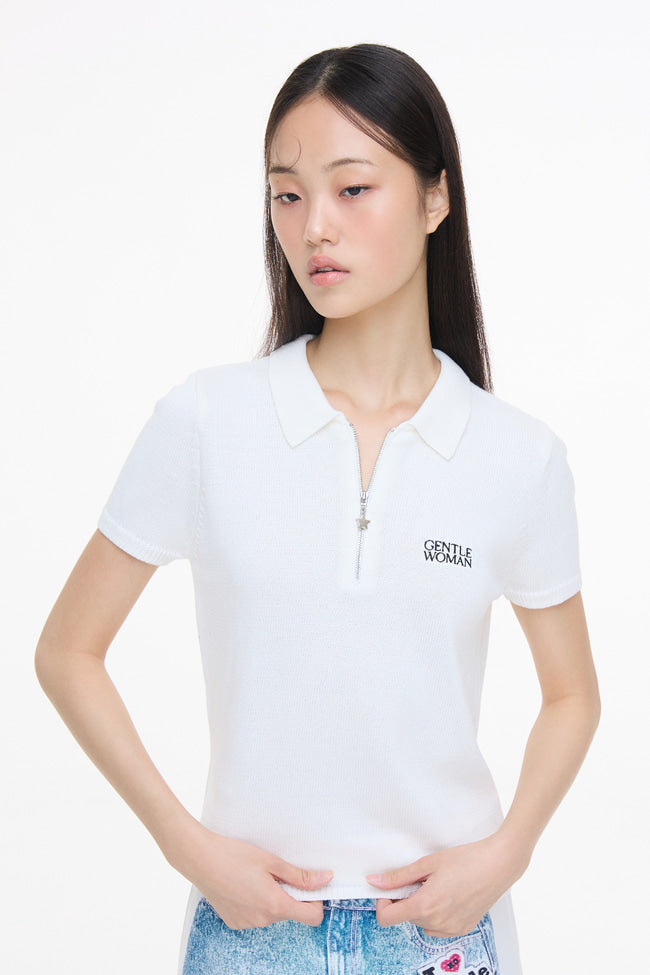 Starlight polo knit : White - GW24351.2