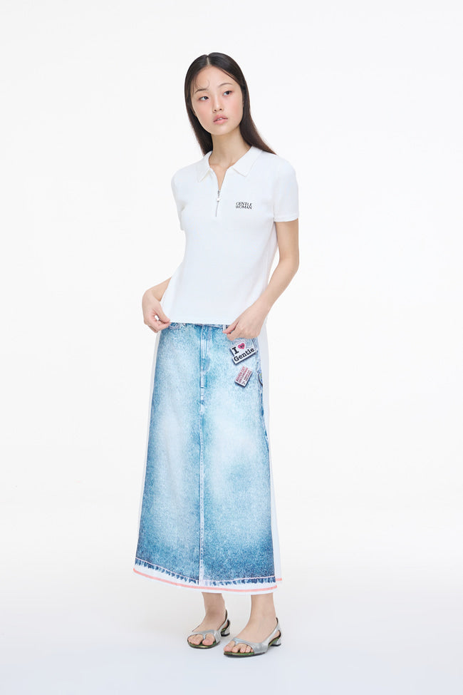 Starlight polo knit : White - GW24351.2