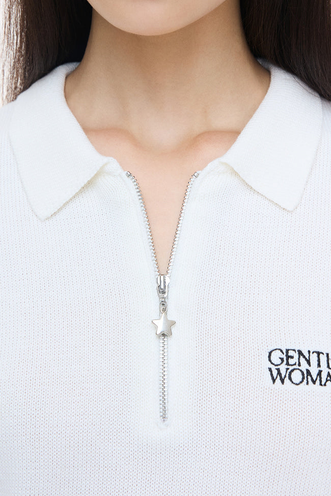 Starlight polo knit : White - GW24351.2