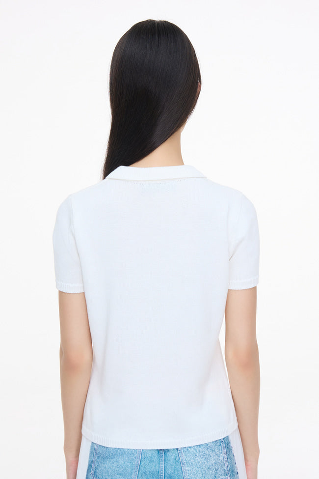 Starlight polo knit : White - GW24351.2