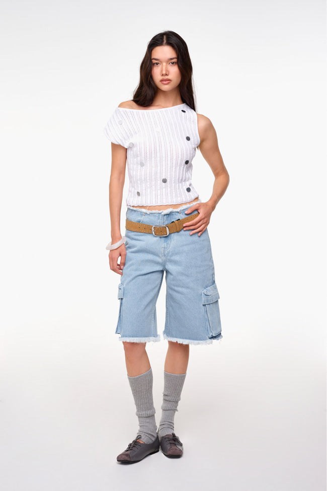 Late Night Text Off-Shoulder Knit Top - GW26541