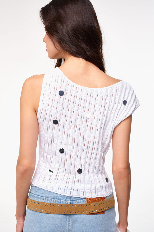 Late Night Text Off-Shoulder Knit Top - GW26541