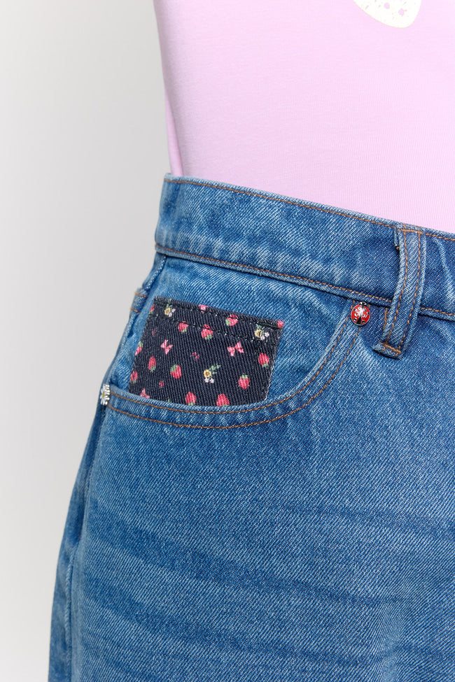 Berry Blossom Denim Shorts - GW26817