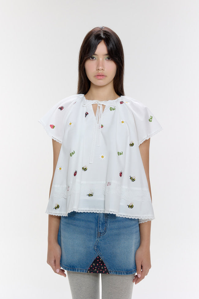 Strawberry Meadow Ribbon Blouse - GW26836