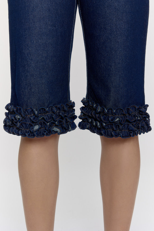 Berry Blossom Denim Capri Shorts - GW26815