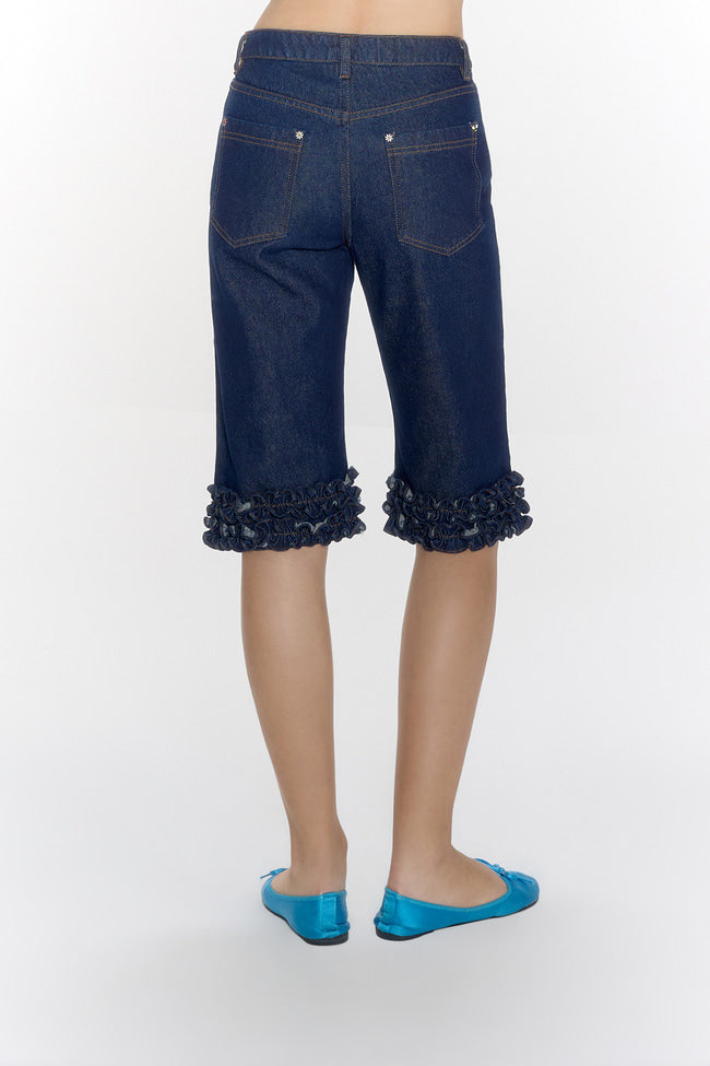 Berry Blossom Denim Capri Shorts - GW26815