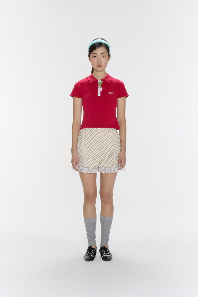 Strawberry Charm Polo Knit Top - GW26821