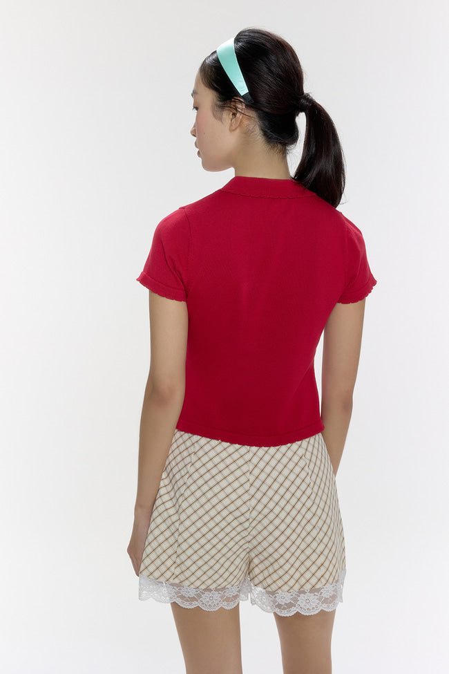 Strawberry Charm Polo Knit Top - GW26821