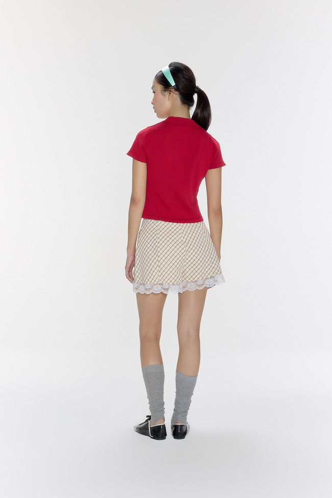 Strawberry Charm Polo Knit Top - GW26821