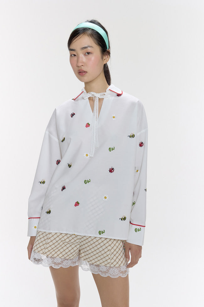 Strawberry Meadow Ribbon Long Sleeve Top - GW26837