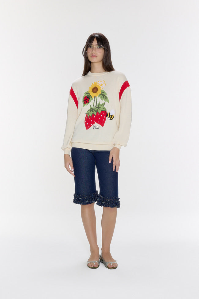 Sunflower Strawberry Long Sleeve Knit Top - GW26824