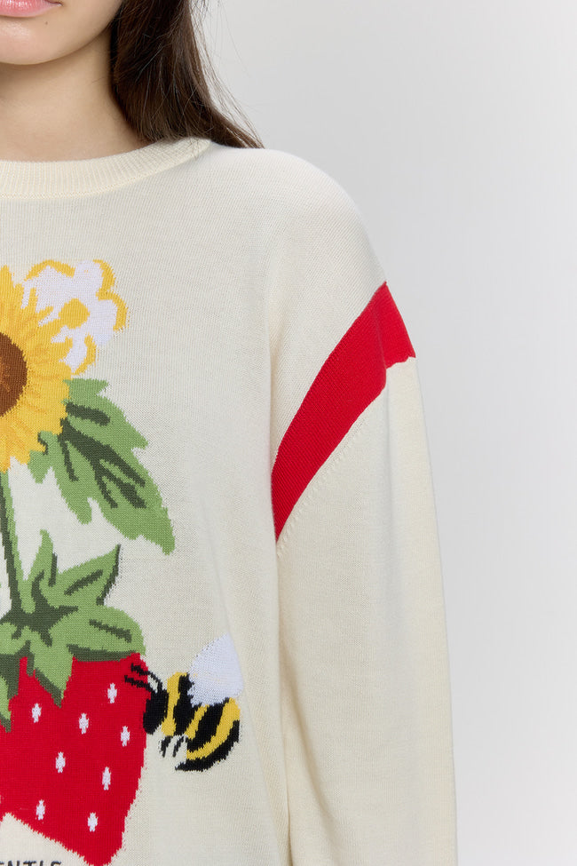 Sunflower Strawberry Long Sleeve Knit Top - GW26824