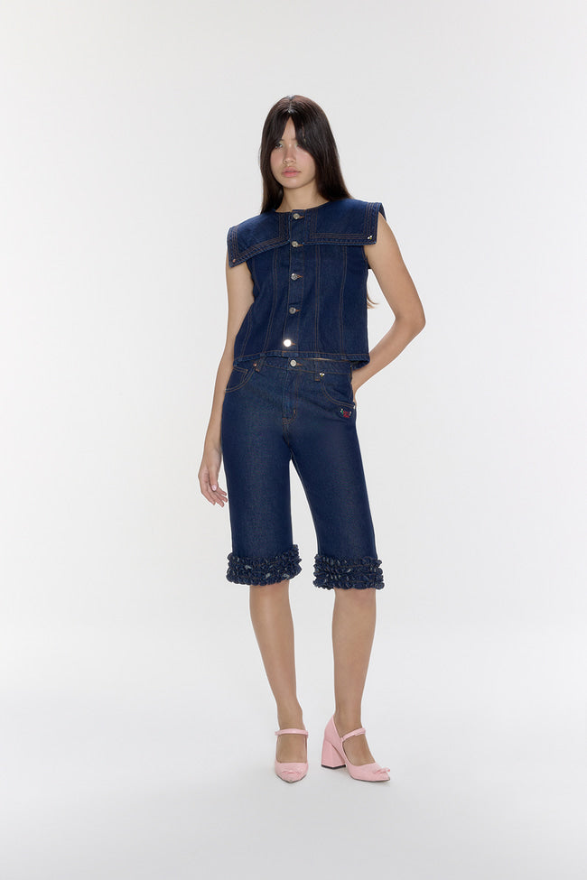 Berry Blossom Sailor Denim Top - GW26814
