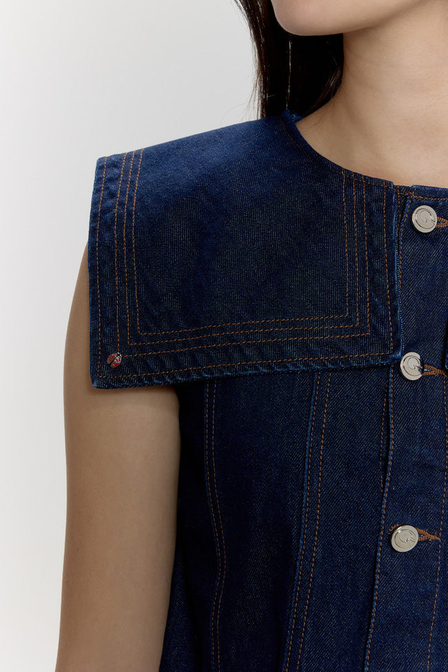 Berry Blossom Sailor Denim Top - GW26814