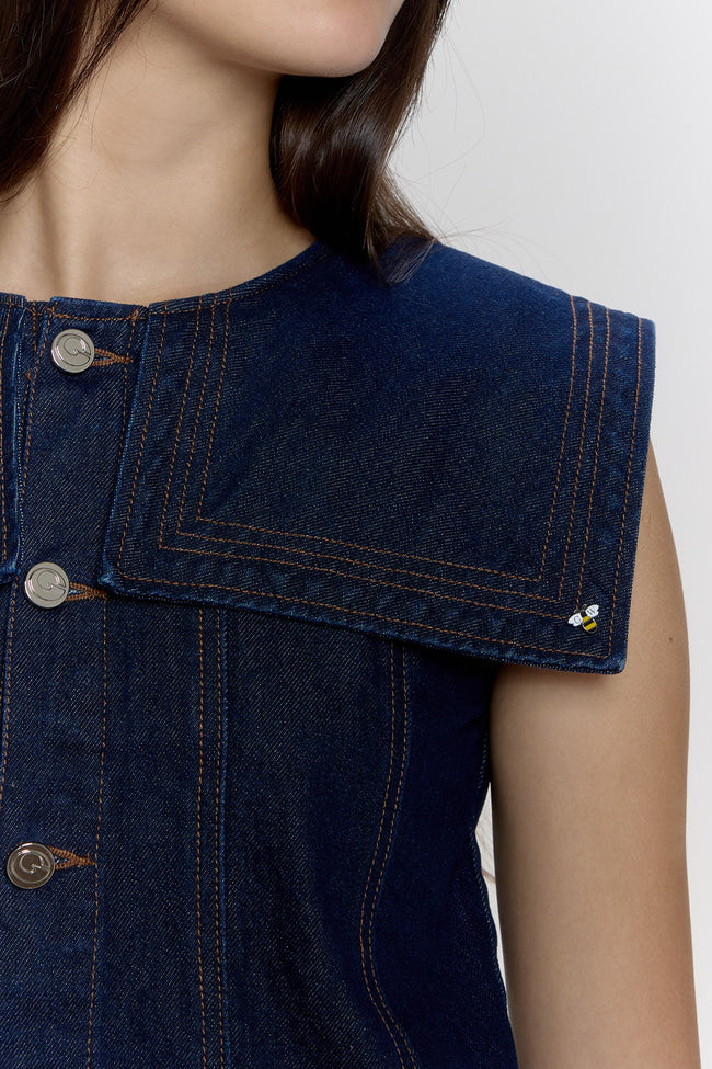 Berry Blossom Sailor Denim Top - GW26814