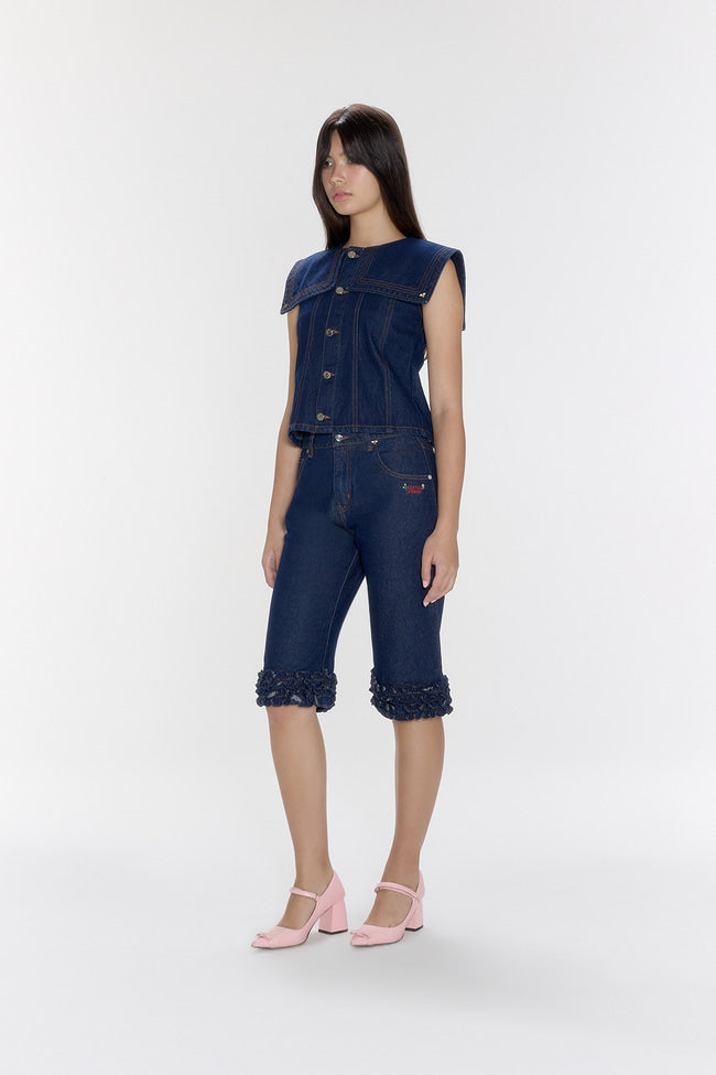 Berry Blossom Sailor Denim Top - GW26814