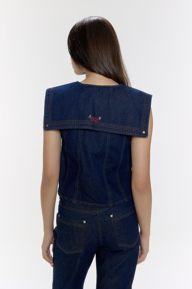 Berry Blossom Sailor Denim Top - GW26814
