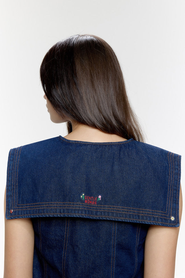 Berry Blossom Sailor Denim Top - GW26814