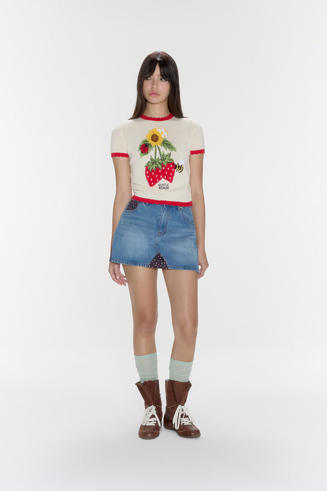 Berry Blossom Mini Denim Skirt - GW26816