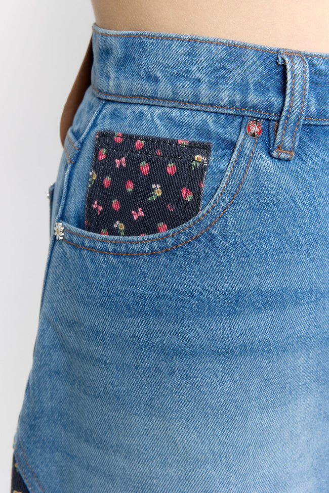 Berry Blossom Mini Denim Skirt - GW26816