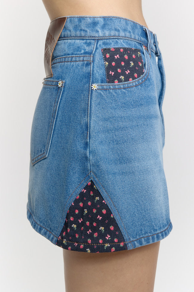 Berry Blossom Mini Denim Skirt - GW26816