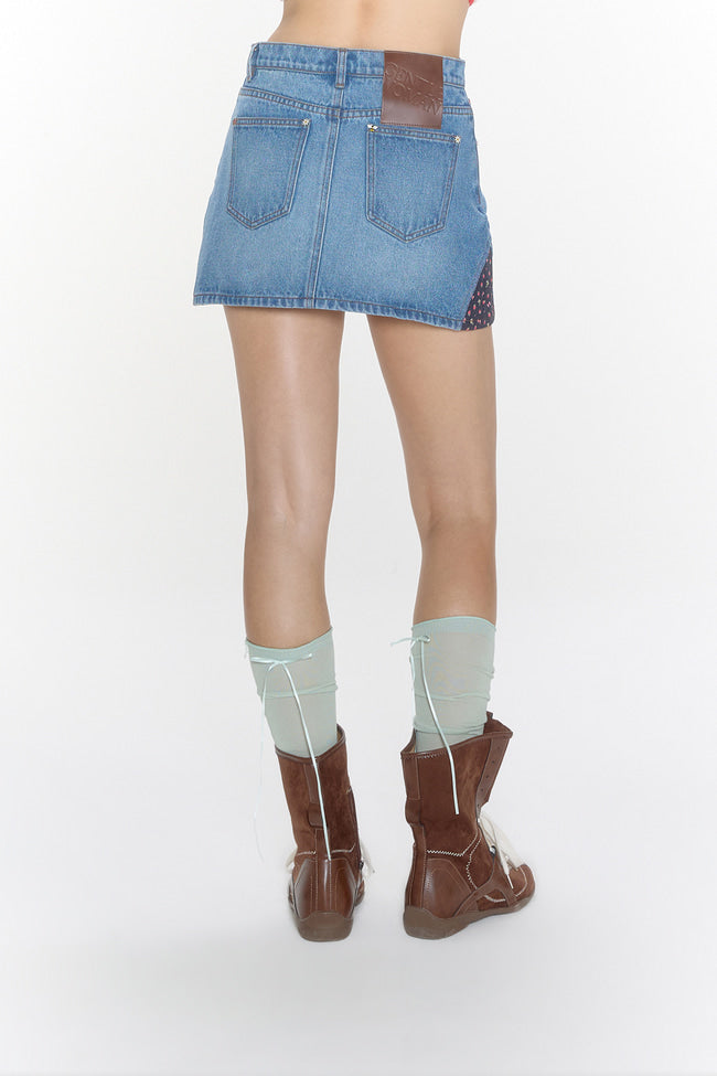 Berry Blossom Mini Denim Skirt - GW26816