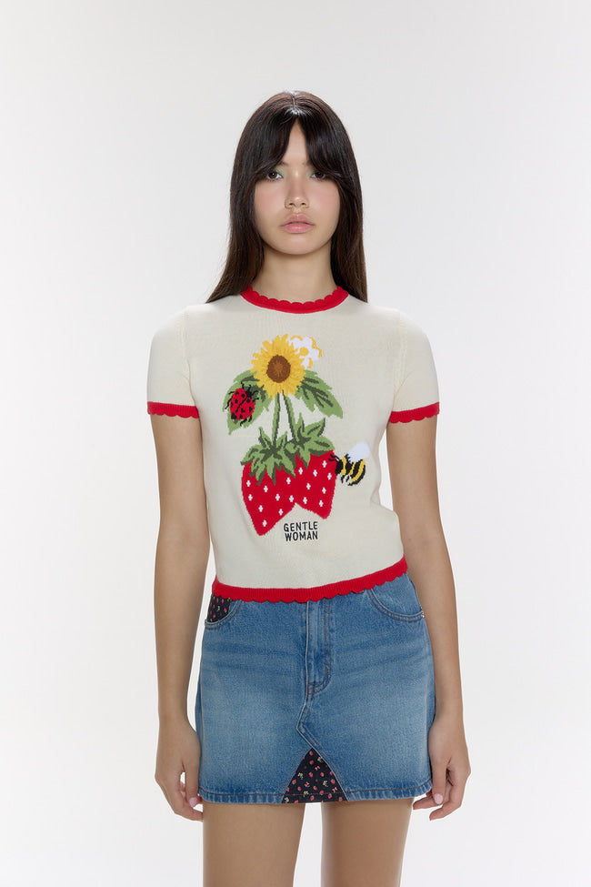 Sunflower Strawberry Knit Top -  GW26823