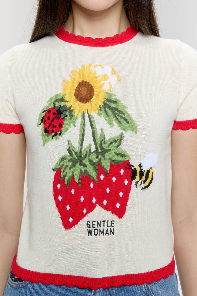 Sunflower Strawberry Knit Top -  GW26823
