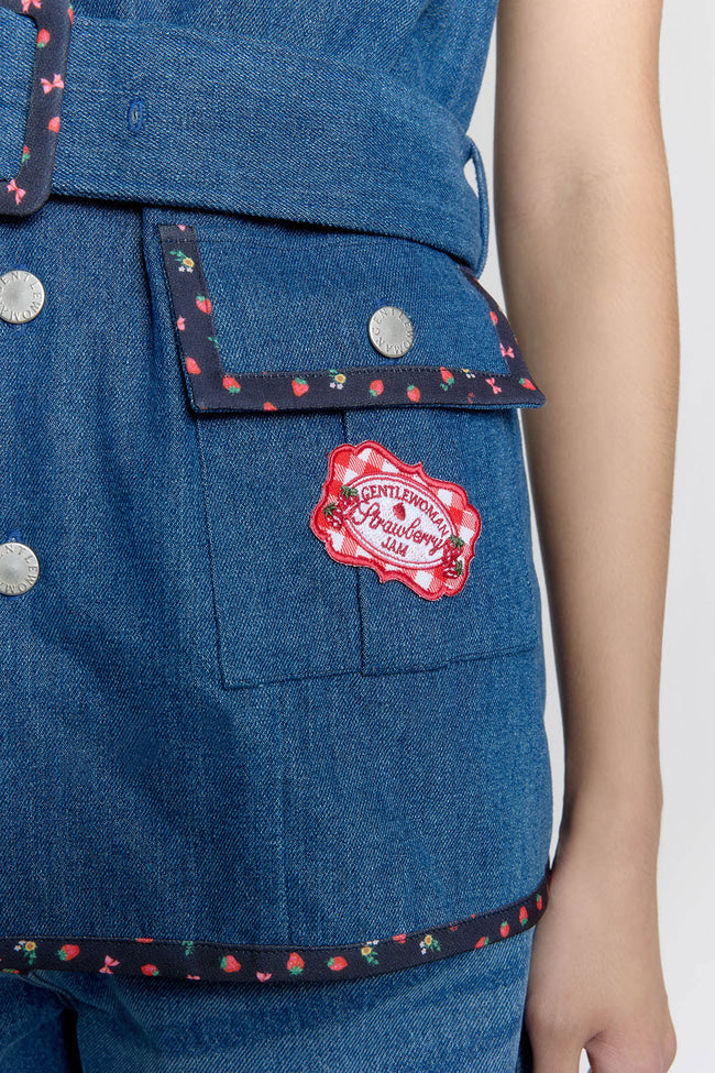 Strawberry Patch Safari Denim Vest - GW26805