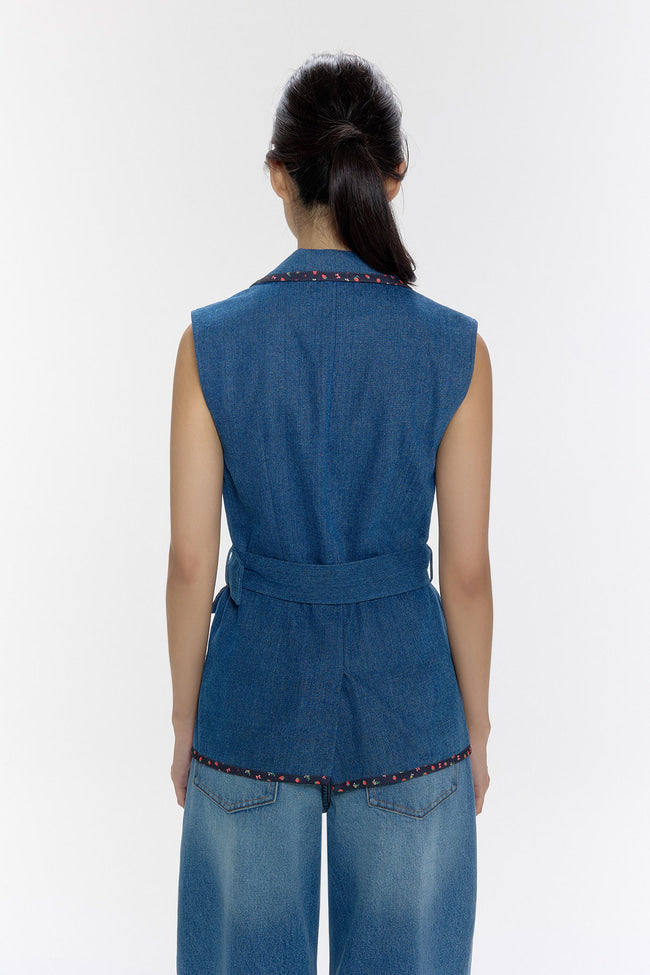 Strawberry Patch Safari Denim Vest - GW26805