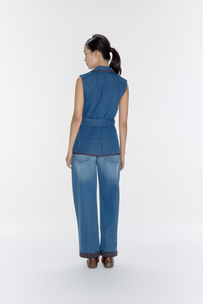 Strawberry Patch Safari Denim Vest - GW26805