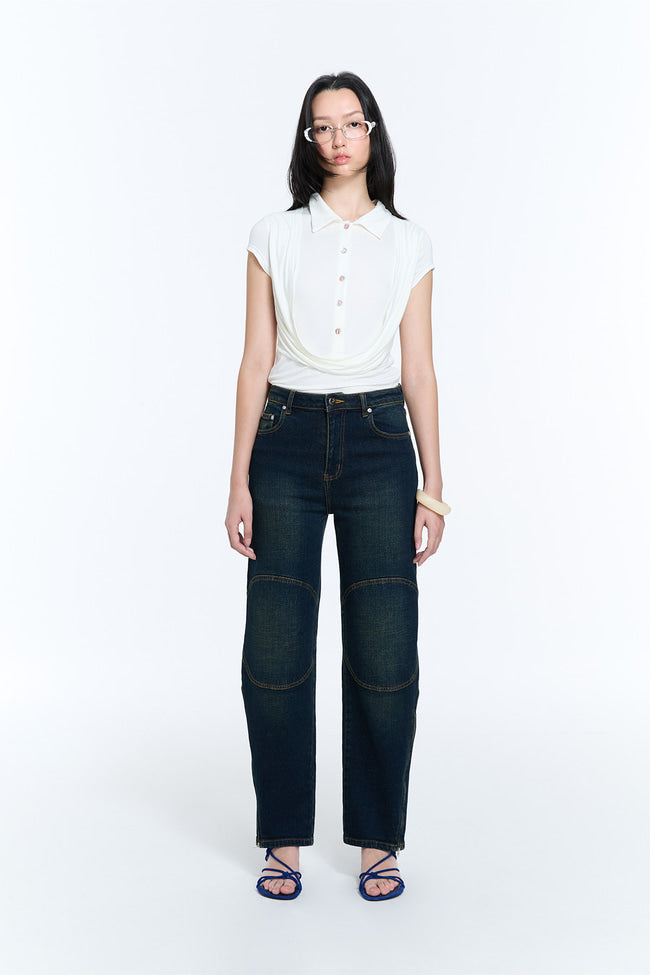 OFFSET STRAIGHT JEANS - GW26496