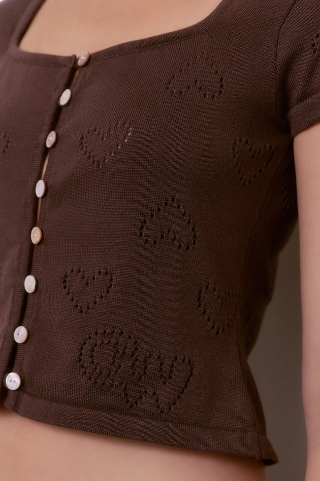 Milky Mocha Pointelle Knit Top - GW26401